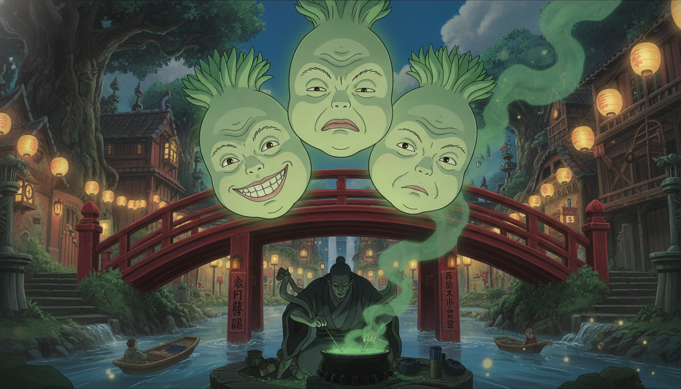 千と千尋の神隠しに緑の顔3つの頭は存在する？