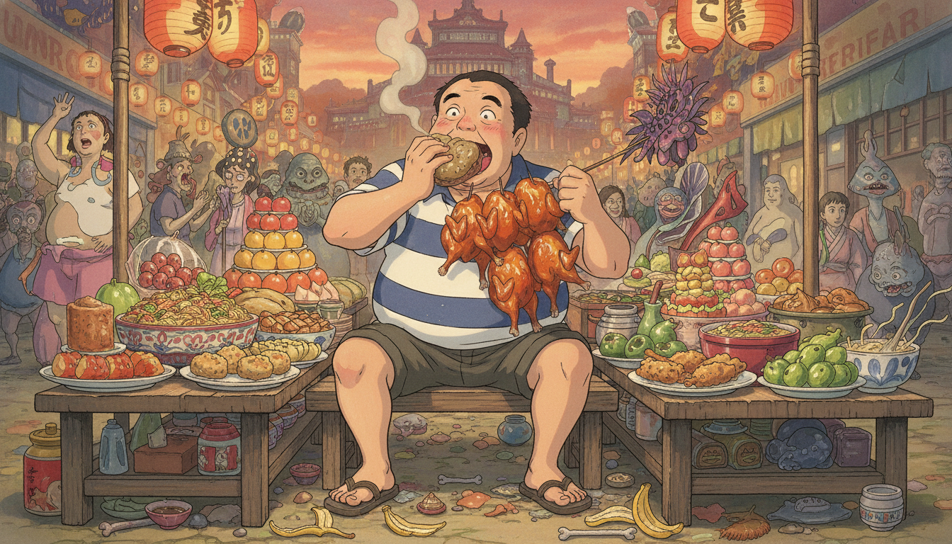 千と千尋の神隠しのお父さんが食べ物に夢中になる理由は？