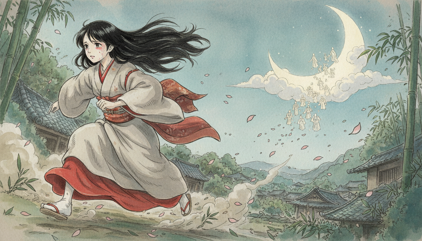 かぐや姫の物語で逃げるシーンの意味は？