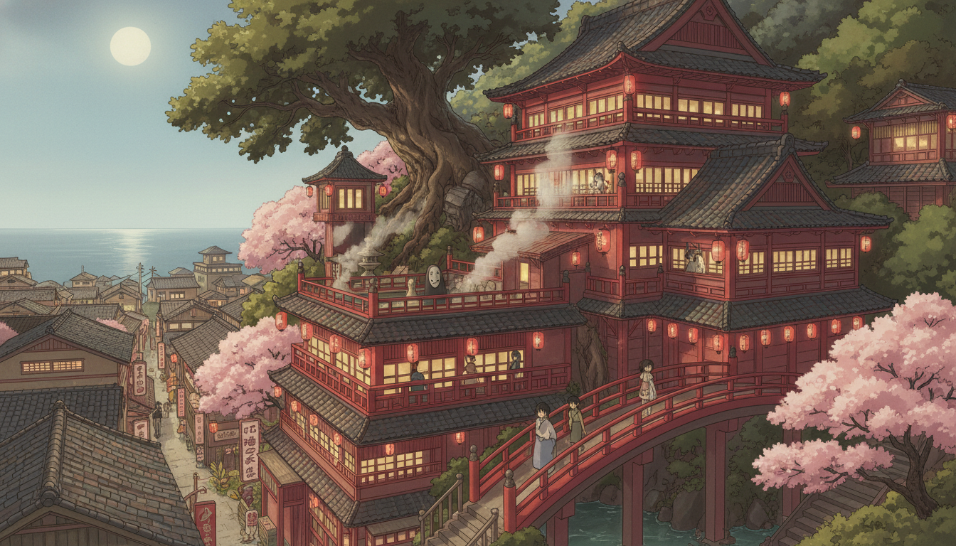 千と千尋の神隠しの舞台は架空の世界だが、実際のインスピレーション源は存在。キャストはアニメ版と舞台版