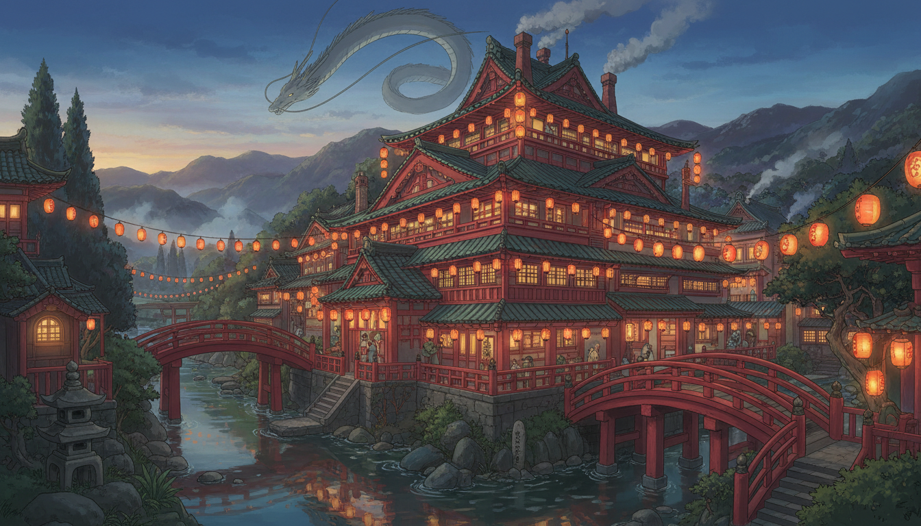 千と千尋の神隠しの建物モデルは温泉旅館と文化財建築