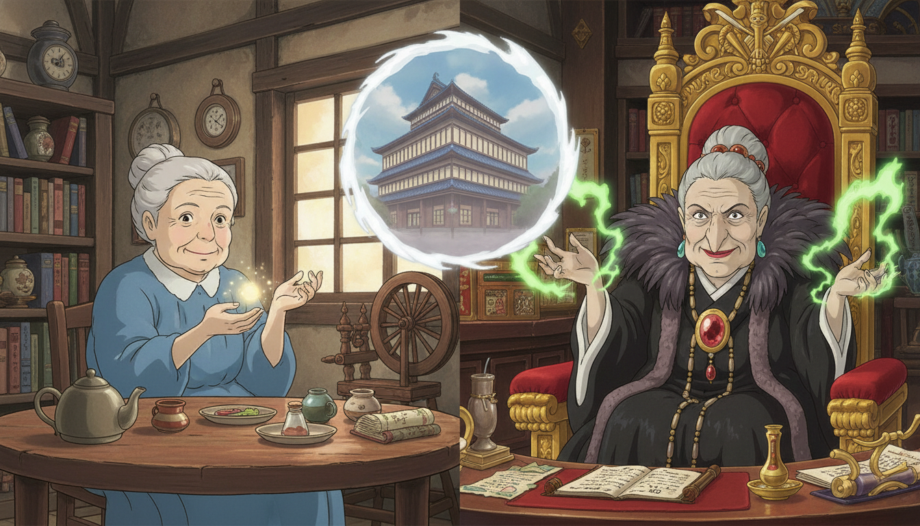 銭婆（ゼニーバ）は湯婆婆の双子の姉で強力な魔女