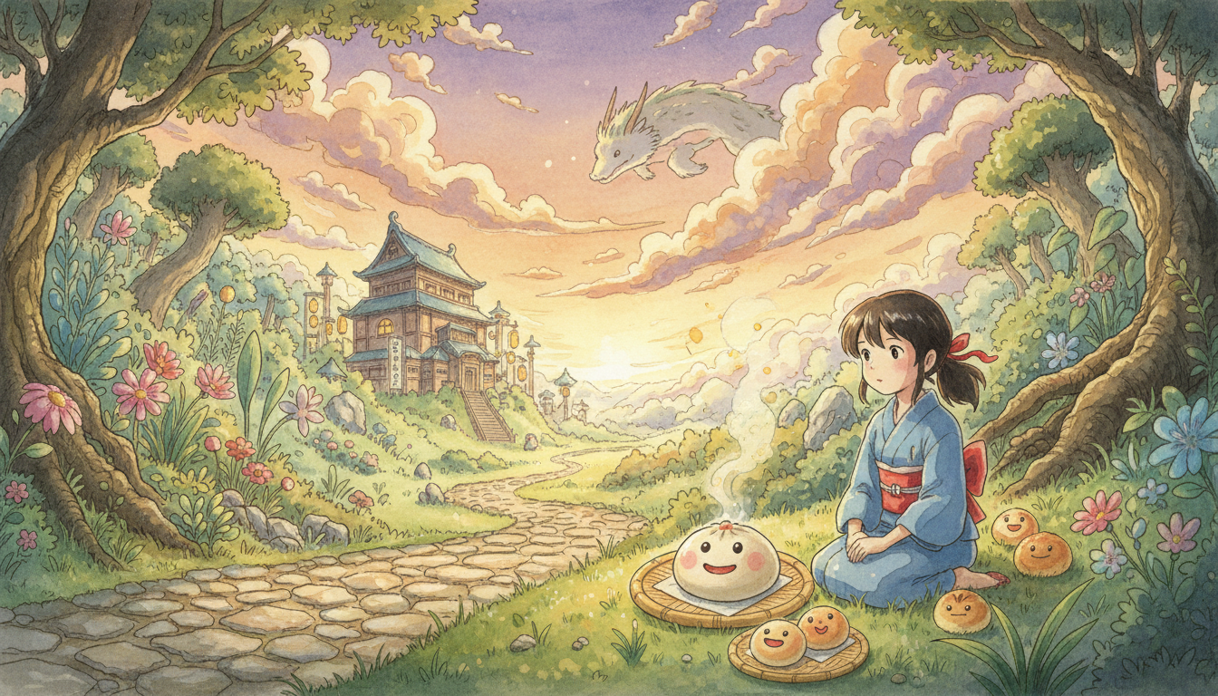 千と千尋の神隠しには明確な「まんじゅう」「肉まん」は登場しない