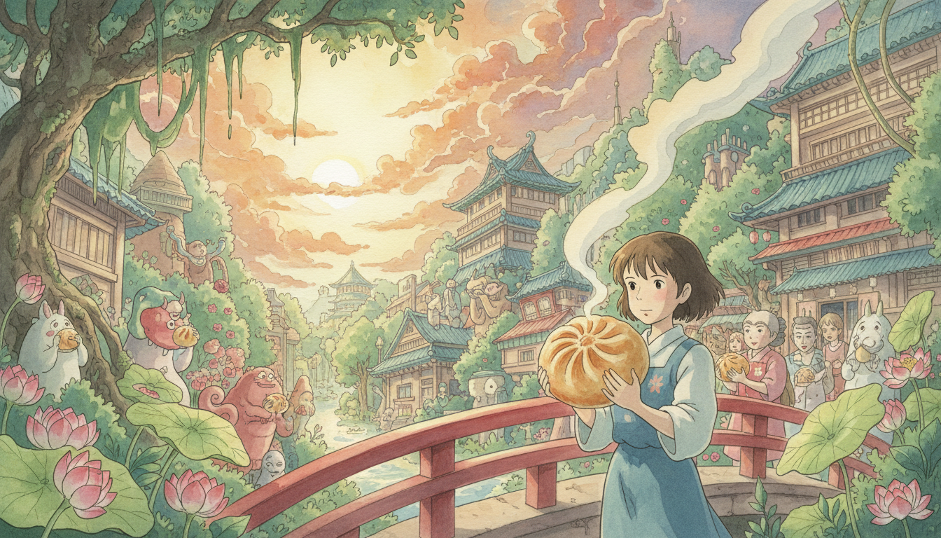 なぜまんじゅうや肉まんに見える食べ物が描かれているのか