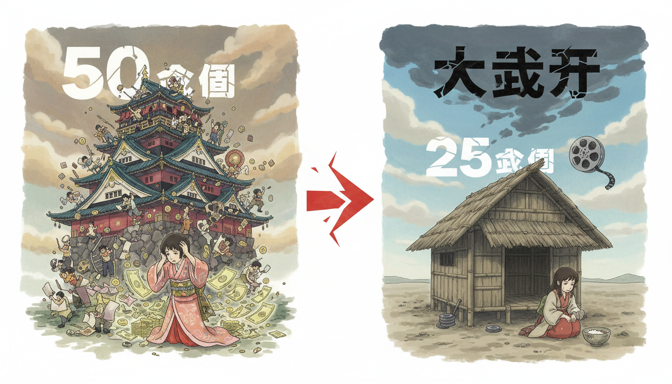 結論：制作費約50億円に対し興行収入約25億円で大幅赤字