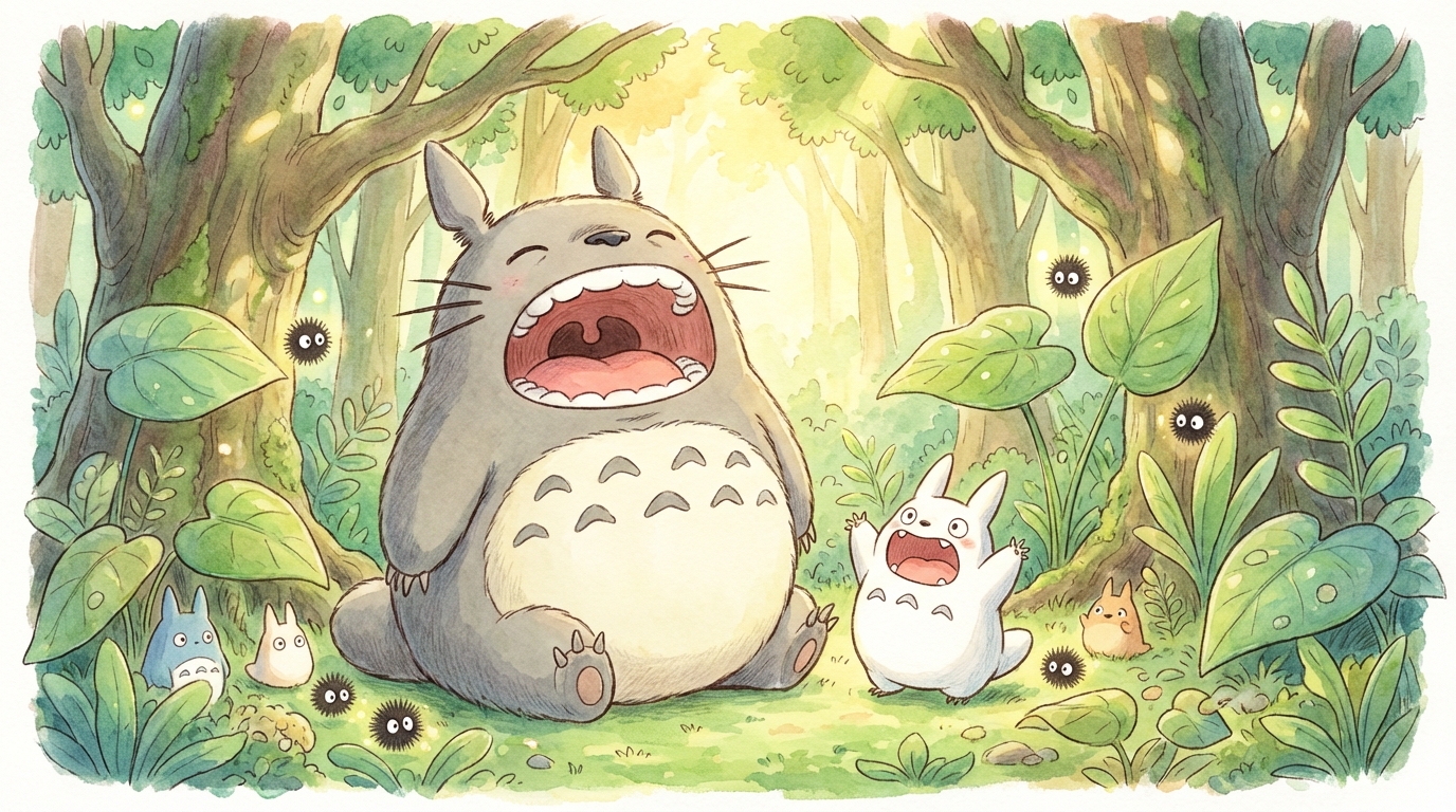 トトロの大あくびと雄叫び