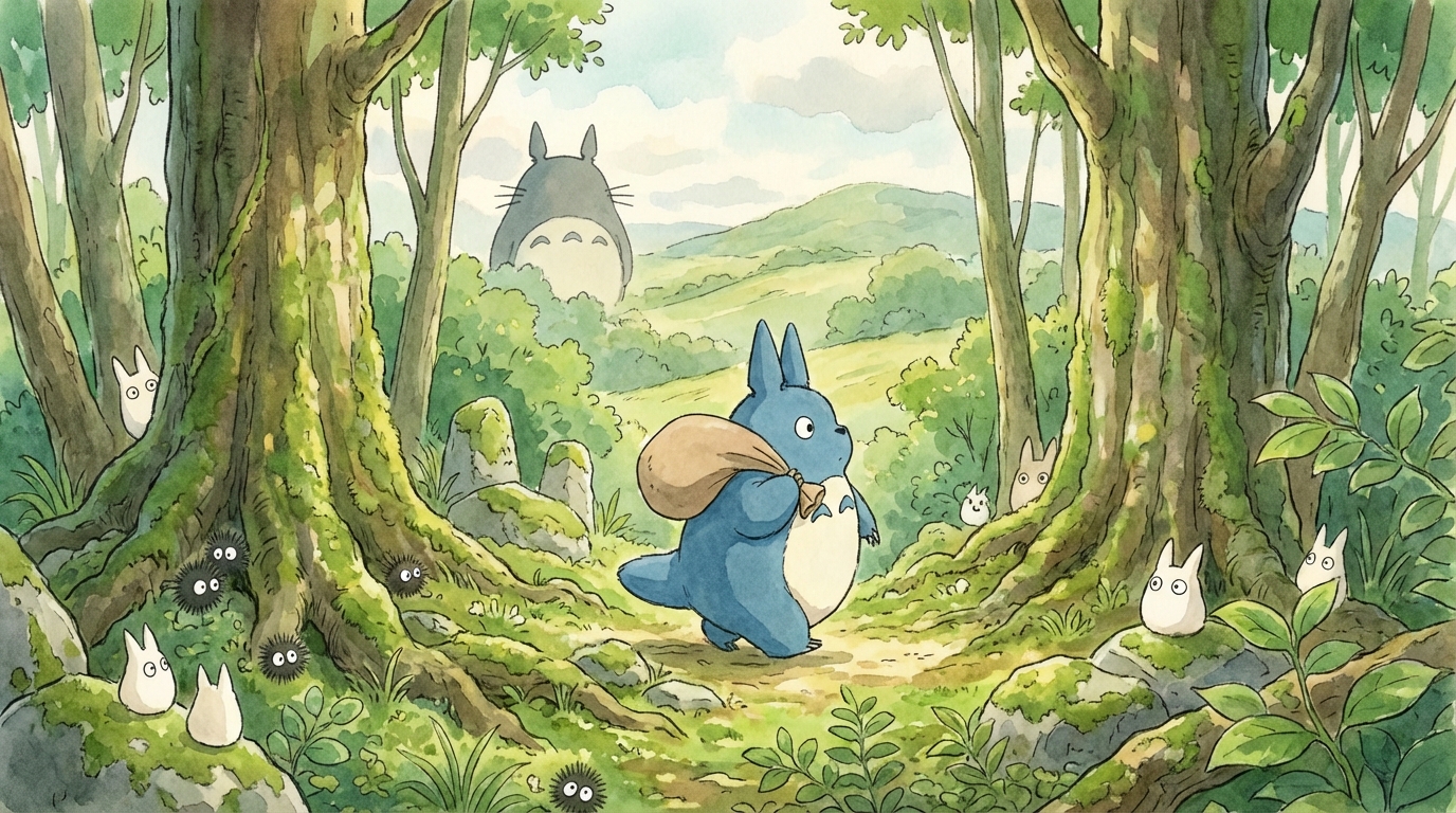 中トトロは青い体の中型トトロで初期設定では「とうさん ズク」という名前だった