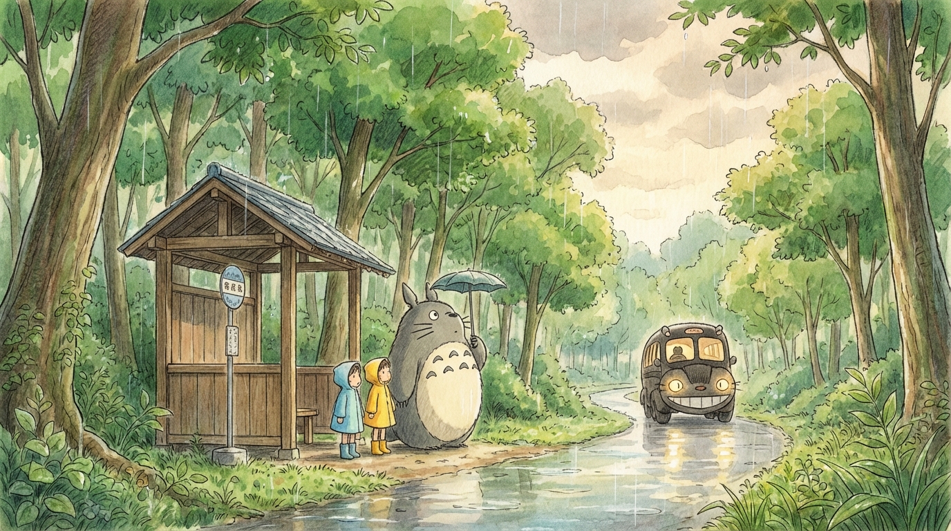 トトロの傘シーンとは？雨のバス停での名場面
