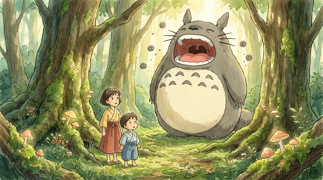 トトロのあくびで口を開けるシーンとは